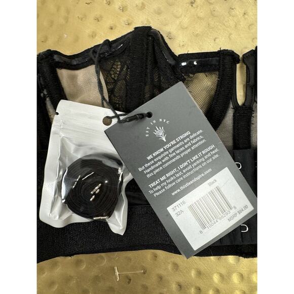 NWT Thistle and Spire Black Mesh Whimsygoth Coquette Sexy Vixen Vamp Bra 32A - Picture 6 of 8